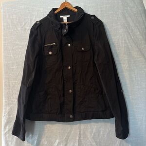 Style & Co. Jacket Utility Style Black Full Zip Long Sleeve Women’s Sz L NWOT